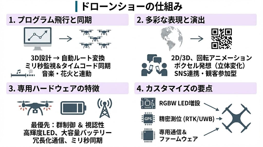ドローンショーの仕組み図解
